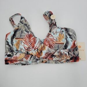 Artesands Leaf Print Tropical Bikini Swim Top